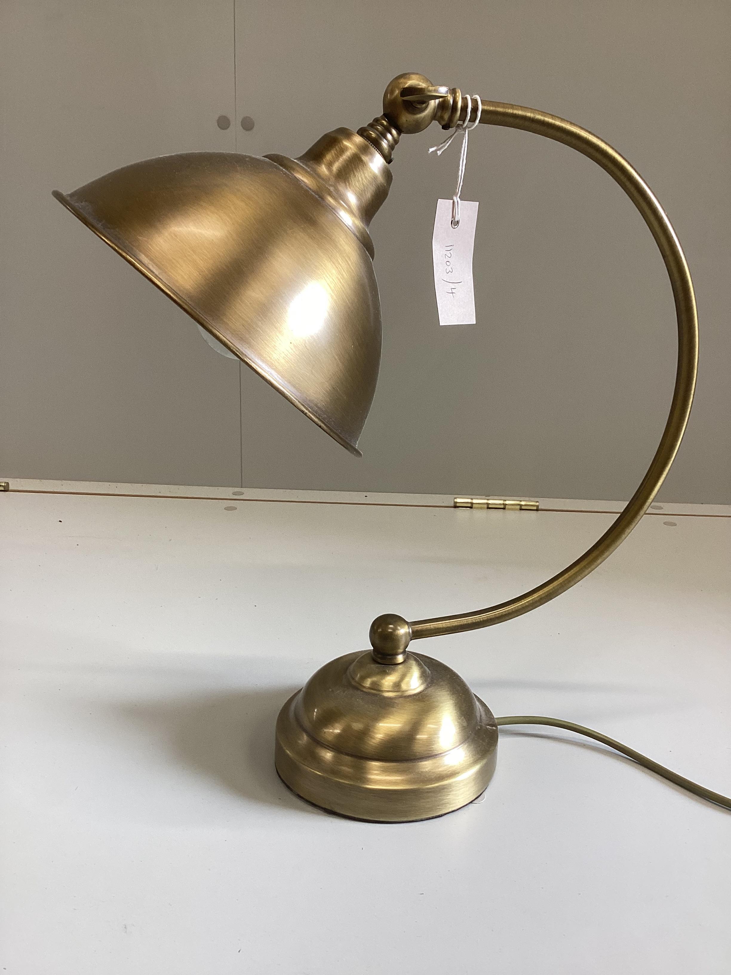 A contemporary Laura Ashley adjustable reading lamp, height 44cm together with an opaque glass ceiling light